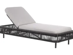 Best Beliani Lettino Prendisole con Cuscino OSINI Rattan sintetico (PE) Grigio Grigio Nero