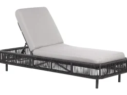 Best Beliani Lettino Prendisole con Cuscino OSINI Rattan sintetico (PE) Grigio Grigio Nero