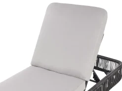 Best Beliani Lettino Prendisole con Cuscino OSINI Rattan sintetico (PE) Grigio Grigio Nero