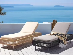 Best Beliani Lettino Prendisole con Cuscino OSINI Rattan sintetico (PE) Grigio Grigio Nero