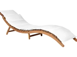 Best Beliani Lettino Prendisole con Cuscino LUINO Legno d'acacia Bianco sporco Bianco Marrone