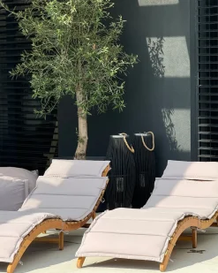 Best Beliani Lettino Prendisole con Cuscino LUINO Legno d'acacia Bianco sporco Bianco Marrone