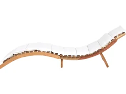 Best Beliani Lettino Prendisole con Cuscino LUINO Legno d'acacia Bianco sporco Bianco Marrone