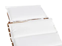 Best Beliani Lettino Prendisole con Cuscino LUINO Legno d'acacia Bianco sporco Bianco Marrone