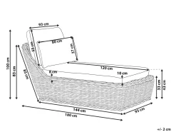 Hot Beliani Lettino Prendisole con Cuscino BELSITO Rattan Naturale Grigio Naturale