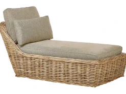 Hot Beliani Lettino Prendisole con Cuscino BELSITO Rattan Naturale Grigio Naturale