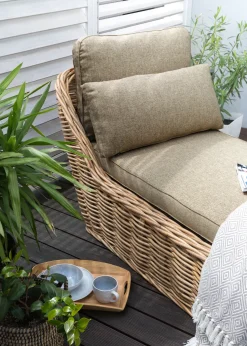 Hot Beliani Lettino Prendisole con Cuscino BELSITO Rattan Naturale Grigio Naturale
