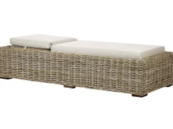 Discount Beliani Lettino Prendisole con Cuscino PALESE Rattan Naturale Grigio Naturale
