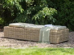 Discount Beliani Lettino Prendisole con Cuscino PALESE Rattan Naturale Grigio Naturale