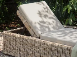 Discount Beliani Lettino Prendisole con Cuscino PALESE Rattan Naturale Grigio Naturale