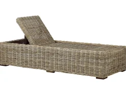 Discount Beliani Lettino Prendisole con Cuscino PALESE Rattan Naturale Grigio Naturale
