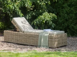 Discount Beliani Lettino Prendisole con Cuscino PALESE Rattan Naturale Grigio Naturale