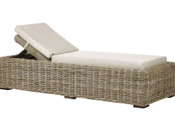 Discount Beliani Lettino Prendisole con Cuscino PALESE Rattan Naturale Grigio Naturale