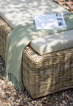 Discount Beliani Lettino Prendisole con Cuscino PALESE Rattan Naturale Grigio Naturale