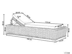 Discount Beliani Lettino Prendisole con Cuscino PALESE Rattan Naturale Grigio Naturale