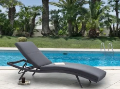 Hot Beliani Lettino Prendisole con Cuscino AMELIA Metallo scuro Grigio