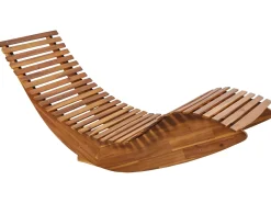 Clearance Beliani Lettino Prendisole con Cuscino BRESCIA PREMIUM Legno d'acacia Grigio melange Grigio Marrone