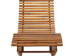 Clearance Beliani Lettino Prendisole con Cuscino BRESCIA PREMIUM Legno d'acacia Grigio melange Grigio Marrone