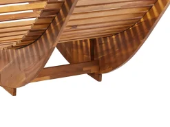 Clearance Beliani Lettino Prendisole con Cuscino BRESCIA PREMIUM Legno d'acacia Grigio melange Grigio Marrone