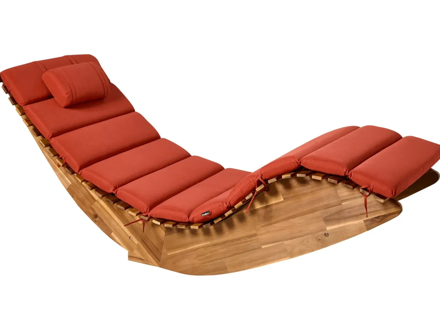 Clearance Beliani Lettino Prendisole con Cuscino BRESCIA PREMIUM Legno d'acacia Rosso Marrone Rosso