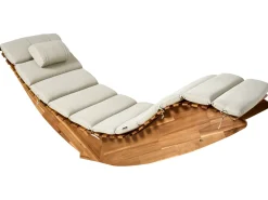 Best Beliani Lettino Prendisole con Cuscino BRESCIA PREMIUM Legno d'acacia Tortora Beige Marrone