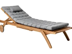 Online Beliani Lettino Prendisole con Cuscino CESANA PREMIUM Legno d'acacia Grigio melange Grigio Marrone