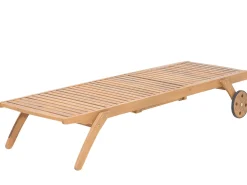 Online Beliani Lettino Prendisole con Cuscino CESANA PREMIUM Legno d'acacia Grigio melange Grigio Marrone