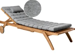 Online Beliani Lettino Prendisole con Cuscino CESANA PREMIUM Legno d'acacia Grigio melange Grigio Marrone
