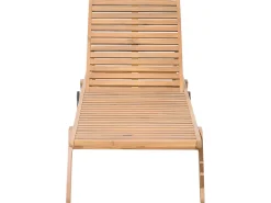 Sale Beliani Lettino Prendisole con Cuscino CESANA PREMIUM Legno d'acacia Rosso Marrone Rosso