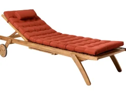 Sale Beliani Lettino Prendisole con Cuscino CESANA PREMIUM Legno d'acacia Rosso Marrone Rosso