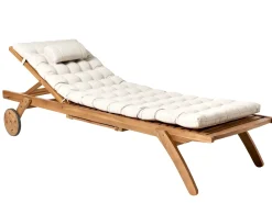 Sale Beliani Lettino Prendisole con Cuscino CESANA PREMIUM Legno d'acacia Beige chiaro Beige Marrone