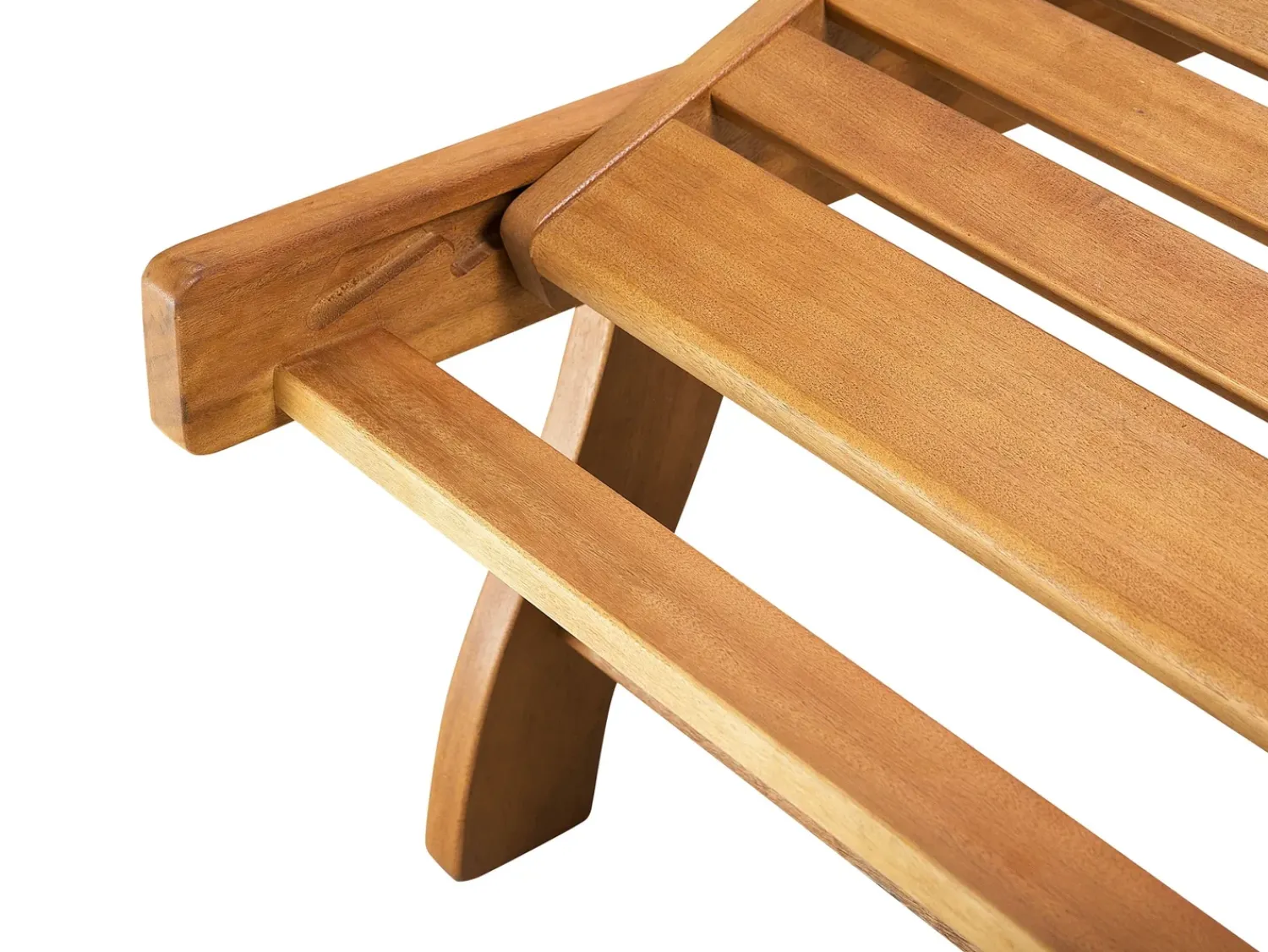 New Beliani Lettino Prendisole con Cuscino JAVA PREMIUM Legno d'acacia Beige chiaro Beige Marrone