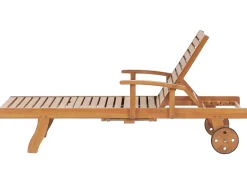 Sale Beliani Lettino Prendisole con Cuscino JAVA PREMIUM Legno d'acacia Tortora Beige Marrone