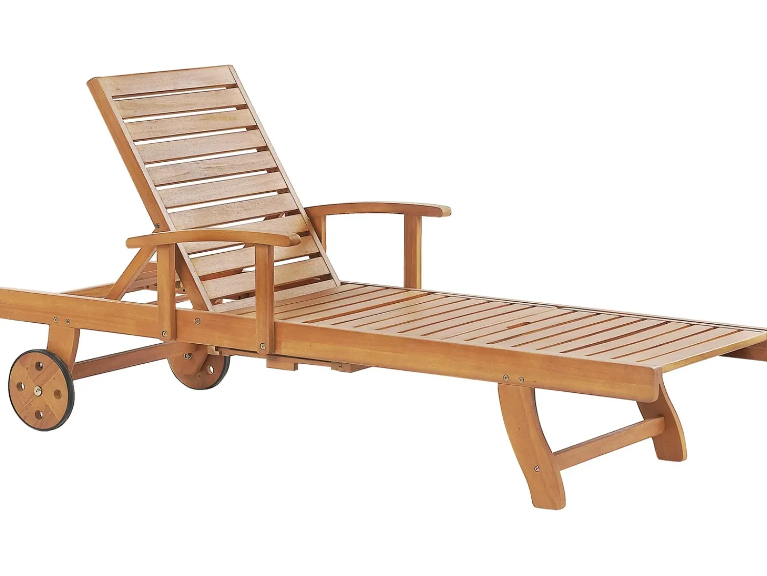 Discount Beliani Lettino Prendisole con Cuscino JAVA PREMIUM Legno d'acacia Rosso Rosso Marrone