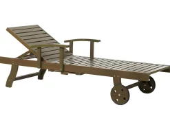 Best Beliani Lettino Prendisole con Cuscino AMANTEA PREMIUM II Legno d'acacia Verde Verde Marrone