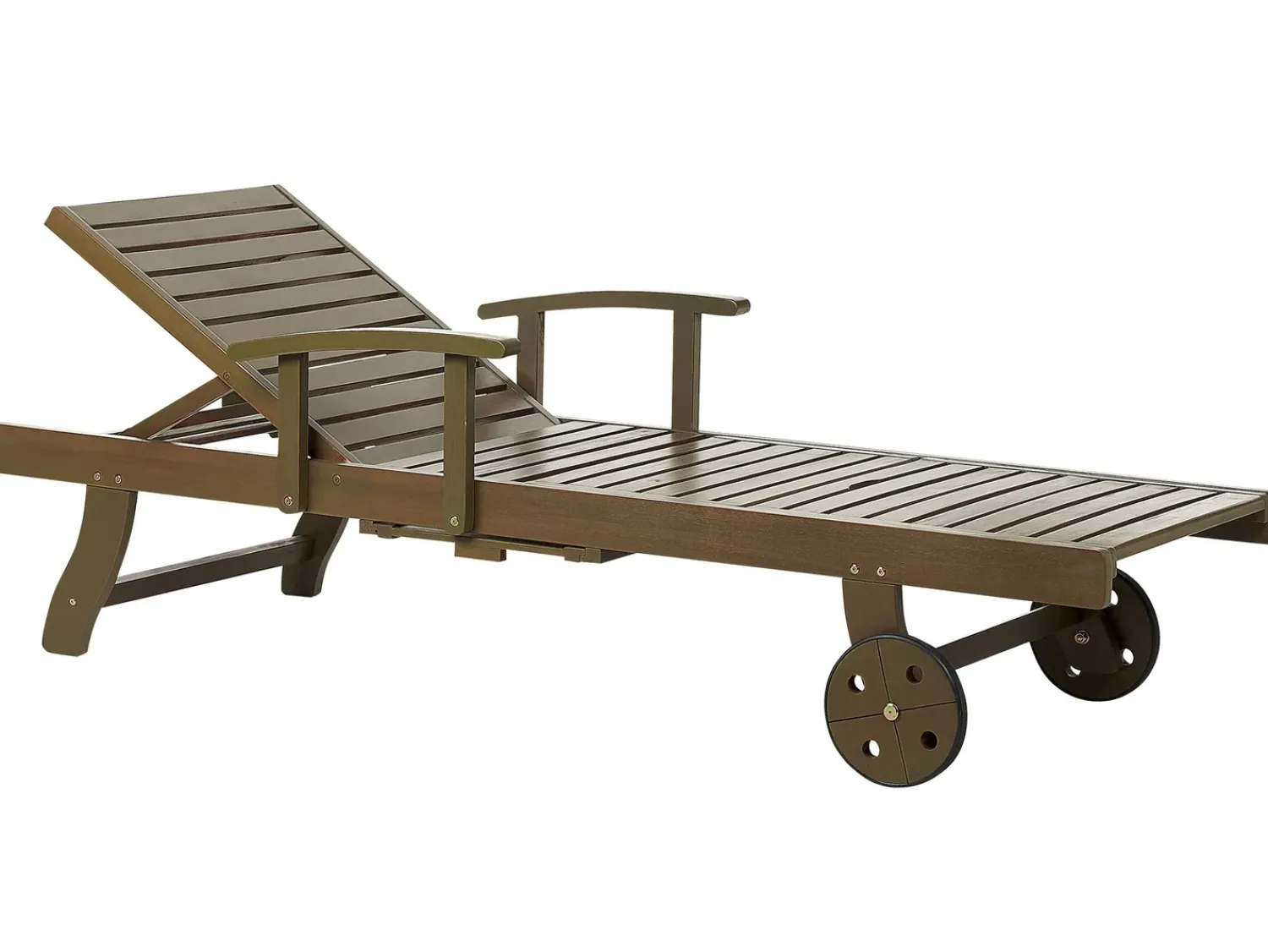 Outlet Beliani Lettino Prendisole con Cuscino AMANTEA PREMIUM II Legno d'acacia Rosso Rosso Marrone
