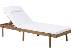 Outlet Beliani Lettino Prendisole con Cuscino MARCETELLI Legno d'acacia Bianco Bianco Marrone