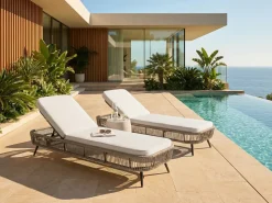 Best Beliani Lettino Prendisole con Cuscino ZERI Rattan sintetico (PE) chiaro Beige