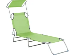 New Beliani Lettino Prendisole FOLIGNO II Metallo Verde lime Verde Argento