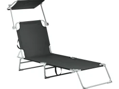 Discount Beliani Lettino Prendisole FOLIGNO Metallo Nero Argento Nero