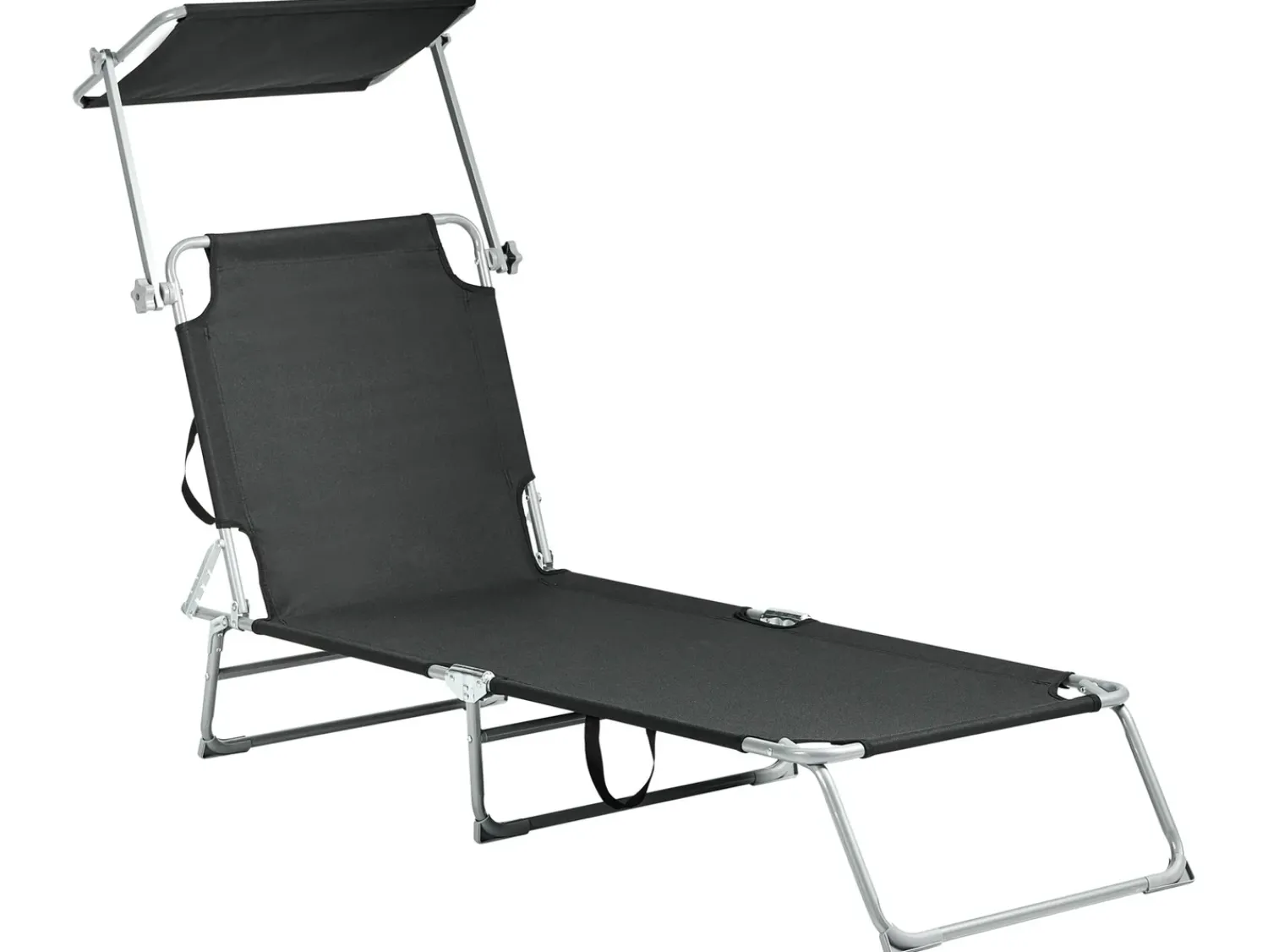 Discount Beliani Lettino Prendisole FOLIGNO Metallo Nero Argento Nero