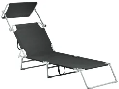 Discount Beliani Lettino Prendisole FOLIGNO Metallo Nero Argento Nero