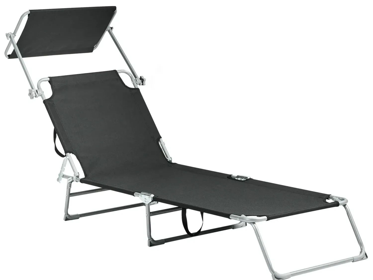 Discount Beliani Lettino Prendisole FOLIGNO Metallo Nero Argento Nero