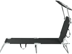 Discount Beliani Lettino Prendisole FOLIGNO Metallo Nero Argento Nero