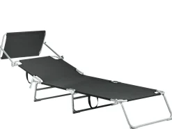 Discount Beliani Lettino Prendisole FOLIGNO Metallo Nero Argento Nero