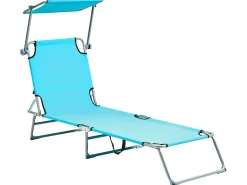 Outlet Beliani Lettino Prendisole FOLIGNO Metallo Turchese Blu Argento