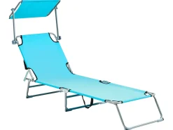 Outlet Beliani Lettino Prendisole FOLIGNO Metallo Turchese Blu Argento