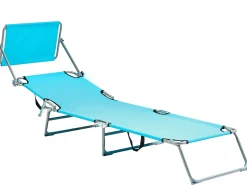Outlet Beliani Lettino Prendisole FOLIGNO Metallo Turchese Blu Argento