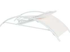 New Beliani Lettino Prendisole GAETA Metallo Beige Bianco Beige