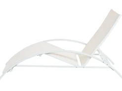 New Beliani Lettino Prendisole GAETA Metallo Beige Bianco Beige